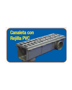 Canaleta evacuacion 500x130x130mm con rejilla hidrotecnoagua pvc gris t-130g salida ø90 50656