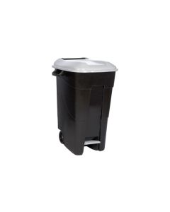 Contenedor negro con pedal 120 l-tapa gris tayg