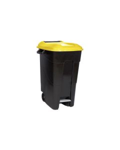 Contenedor negro con pedal 120 l-tapa amarilla tayg