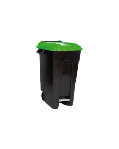 Contenedor negro con pedal 120 l-tapa verde tayg