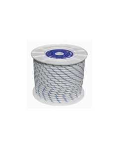 Cuerda fijacion trenzada tipo driza 08mm 100 mt nylon blanco/azul hyc 5110080100