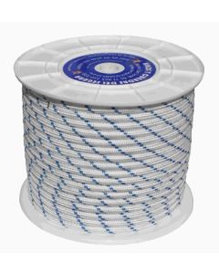 Cuerda fijacion trenzada tipo driza 10mm 100 mt nylon blanco/azul hyc 5110100100