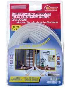 Burlete puerta/ventana adhesivo 06mt silicona transparente burcasa 127683