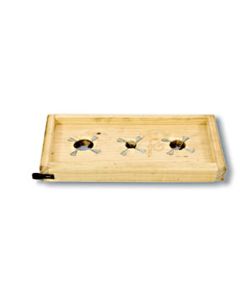 Tabla rajar aceitunas 3 cuchillas inox 330x170mm madera maciza flores cortés