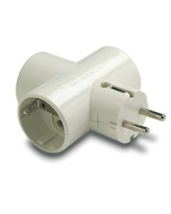 Adaptador electricidad tt 16a-250v 79x102x43 ceramica/policarbonato blanco famatel triple 1303