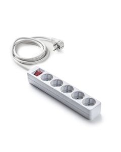 Base multiple electricidad 5 tomas tt interruptor 3x1,5mm 3mt polipropileno blanco famatel 9/805