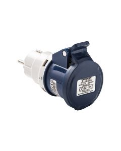 Adaptador clavija electricidad 2p+ttl base 2p+t poliamida/abs azul famatel 13912