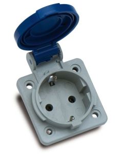 Base electricidad empotrar 2p+ttl 16a 220v 75x75x52 poliamida/abs azul famatel 13950