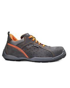 Zapato seguridad s1p deportivo puntera/plantilla no metalica t37 piel serraje afelpado gris/naranja climb base