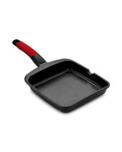Grill cocina plancha liso con mango 28cm aluminio fundido negro/rojo bra a411328