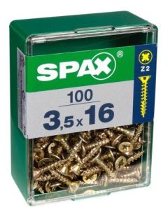 Tornillo rosca madera cabeza plana huella pozidriv 03,5x016mm bicromatado spax acero templado 100 pz 4081020350162