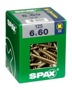 Tornillo rosca madera cabeza plana huella pozidriv 04x060mm bicromatado spax acero templado 200 pz 4081020400608