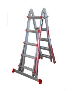 Escalera industrial multiusos de tijera telescopica 12+12 peldaños 6,26mt aluminio codiven master 6x6