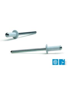Remache estandar cabeza alomada ø 4,8 x 12 mm, aluminio/acero l. blanco 500 uds bralo