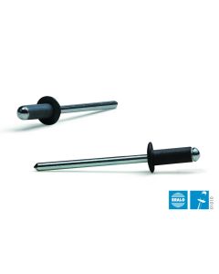 Remache estandar cabeza alomada ø 4,0 x 8 mm, aluminio/acero l.negro 9005 500 uds bralo