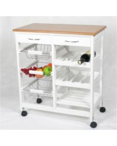 Verdulero cocina 3 cestos 2 cajones botellero 76x67x37cm acero-madera kit closet