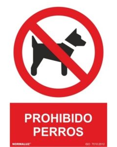 Cartel señalizacion 210x300mm pvc prohibido perros normaluz