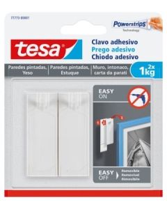 Colgador hogar adhesivo reutilizable clavo 1kg plastico blanco tesa tape 2 pz 77773-00001-00