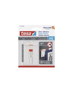 Colgador hogar adhesivo reutilizable clavo ajustable 2kg plastico blanco tesa tape 2 pz 77777-00001-00