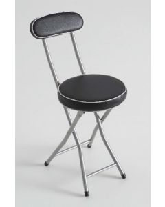 Taburete plegable acolchado con respaldo negro metal kitcloset 31512