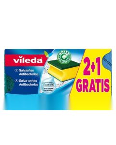 Estropajo limpieza salvauñas fibra verde doble uso vileda 116945