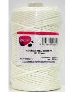 Cuerda fijacion riel 03mm 200 mt polipropileno blanco vivahogar vh117071