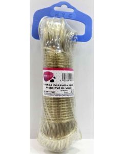Cuerda fijacion forrada 04mm 20 mt acero/pvc blanco vivahogar vh117077