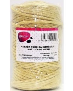 Cuerda fijacion torcida 1 cabo 02mm 700 gr sisal natural vivahogar vh117090