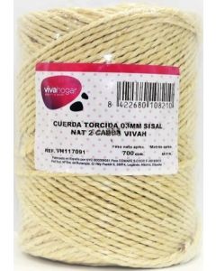 Cuerda fijacion torcida 2 cabos 03mm 700 gr sisal natural vivahogar vh117091