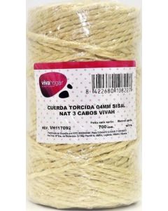 Cuerda fijacion torcida 3 cabos 04mm 700 gr sisal natural vivahogar vh117092