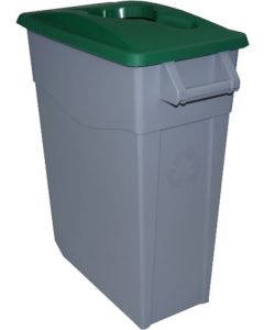 Contenedor basura con ruedas 65lt plastico tapa abierta verde denox 23230 vd
