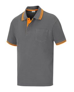 Polo trabajo manga corta bolsillo vesin gris/naranja elite stretch sel-904-gr/na tm