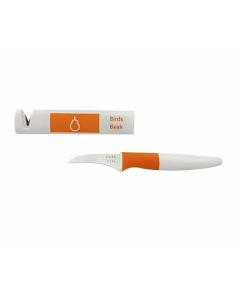 Cuchillo cocina pelador curvo inox/plastico blanco/naranja crisp tcr75013