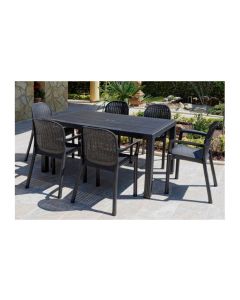 Mesa resina ratan elegance negro 150 x 90 cm garden life