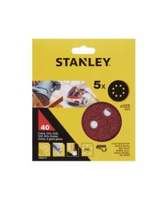 Disco lija roto orbital perforada grano 040 125mm stanley