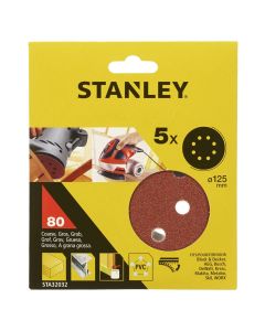 Disco lija roto orbital perforada grano 080 125mm stanley
