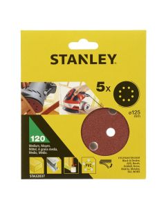 Disco lija roto orbital perforada grano 120 125mm stanley