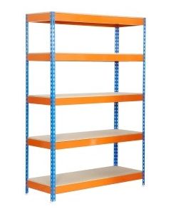 Estanteria ordenacion 5 baldas sin tornillos 2000x1000x400mm metal azul/naranja/madera simonrack 458100040201045 121845