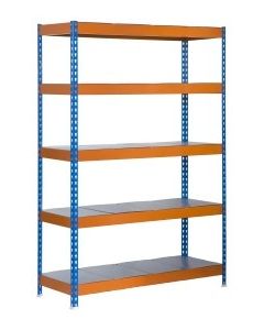 Estanteria ordenacion 5 baldas sin tornillos 2000x1200x600mm metal azul/naranja/galvanizado simonrack 457100040201265 121867