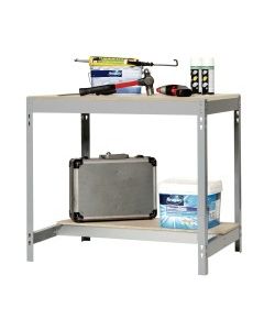 Banco trabajo 2 baldas sin tornillos 842x1210x760mm metal gris oscuro/madera simonrack 338100045127592