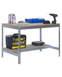 Banco trabajo 2 baldas sin tornillos 842x1510x760mm metal galvanizado/madera simonrack 778100045157592 121970