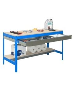 Banco trabajo 2 baldas sin tornillos 842x910x610mm metal azul/madera simonrack 448100945906092 121974