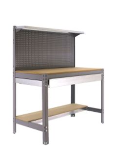 Banco trabajo 3 baldas sin tornillos 1445x1510x610mm metal gris oscuro/madera simonrack 338100021156012