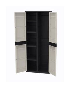 Armario resina escobero 4 baldas 2 puertas negro beige titanium 70 x 44 x 176 cm plastiken