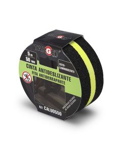 Cinta antideslizante banda 50mmx 5mt negra luminiscente adhesiva target calu0550