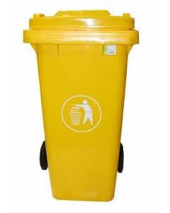 Contenedor basura con ruedas tapa 240 lt plastico amarillo natuur nt125872