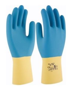 Guante quimico natural flocado latex amarillo/azul hp-300 3l bi neox t-8