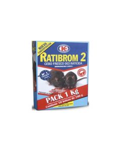 Raticida cebo fresco 1 kg 10bol x 100gr ratibrom-2 d01.370