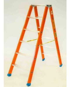 Escalera industrial de tijera tacos antideslizantes doble 6+6 peldaños 1,42mt resina plabell dsfi06f 126828