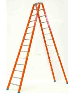 Escalera industrial de tijera tacos antideslizantes doble 14+14 peldaños 3,30mt resina plabell dsfi14f 126832